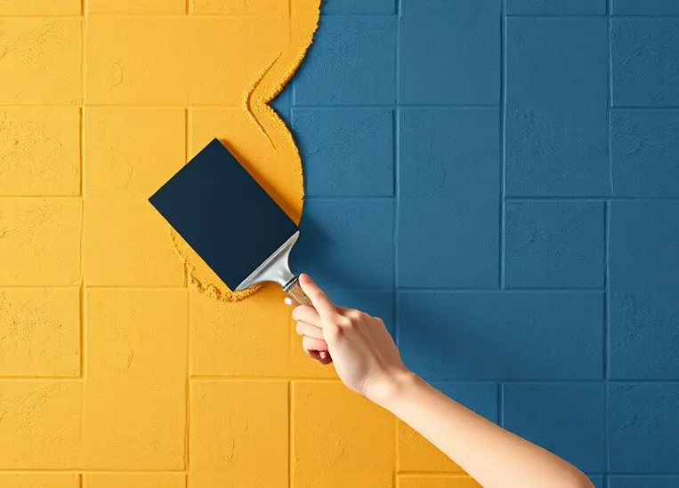 Application d'un enduit décoratif à la lisseuse sur un mur